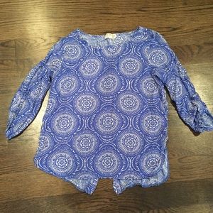 Large Pink Rose Bohemian Blouse